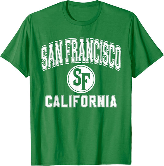 San Francisco California SF Pink with White Print T-Shirt - T-Shirt | Irish Green