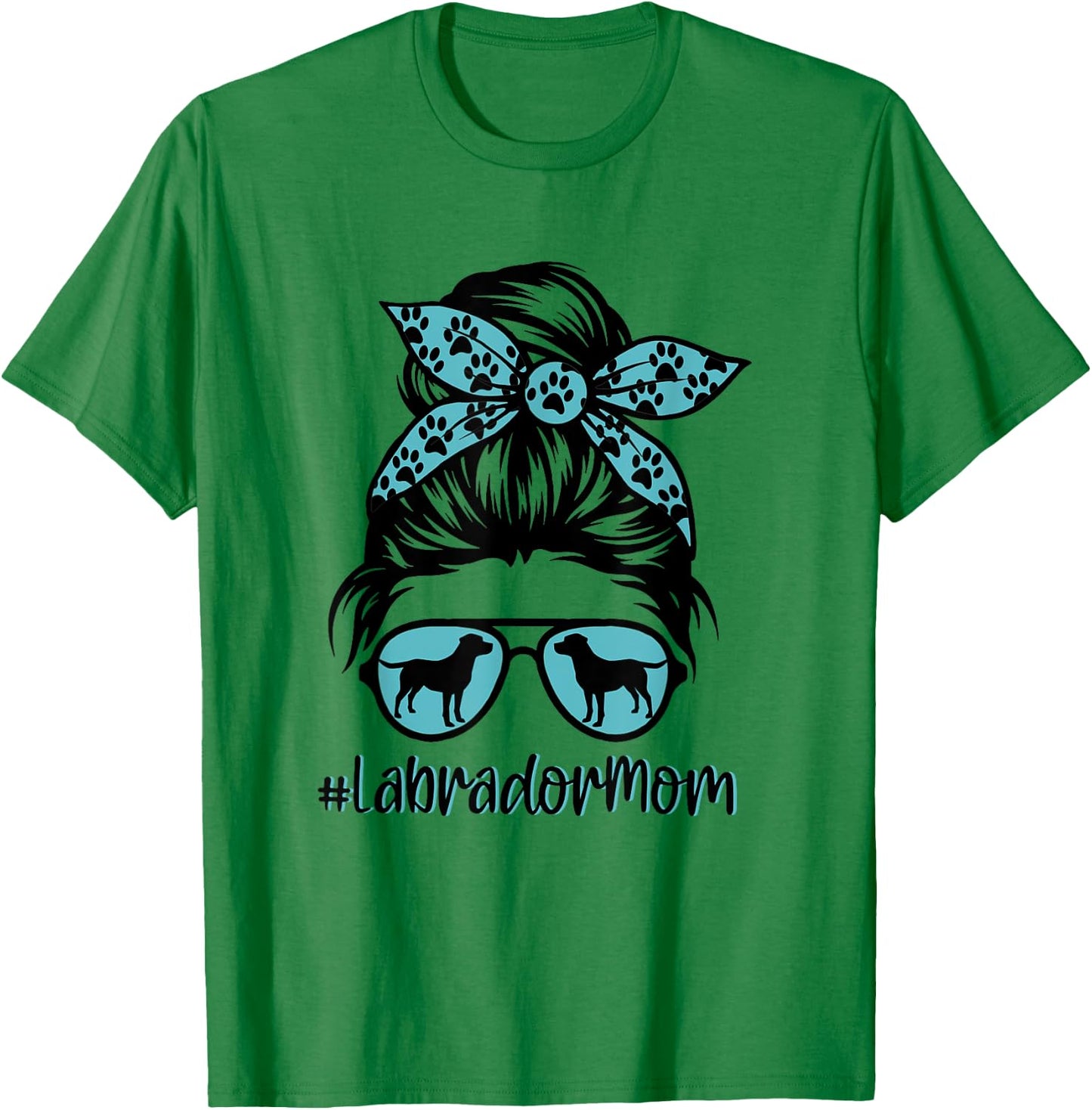 Messy Bun Labrador Mom Shirt Golden Black Lab Lovers T-Shirt - T-Shirt | Irish Green