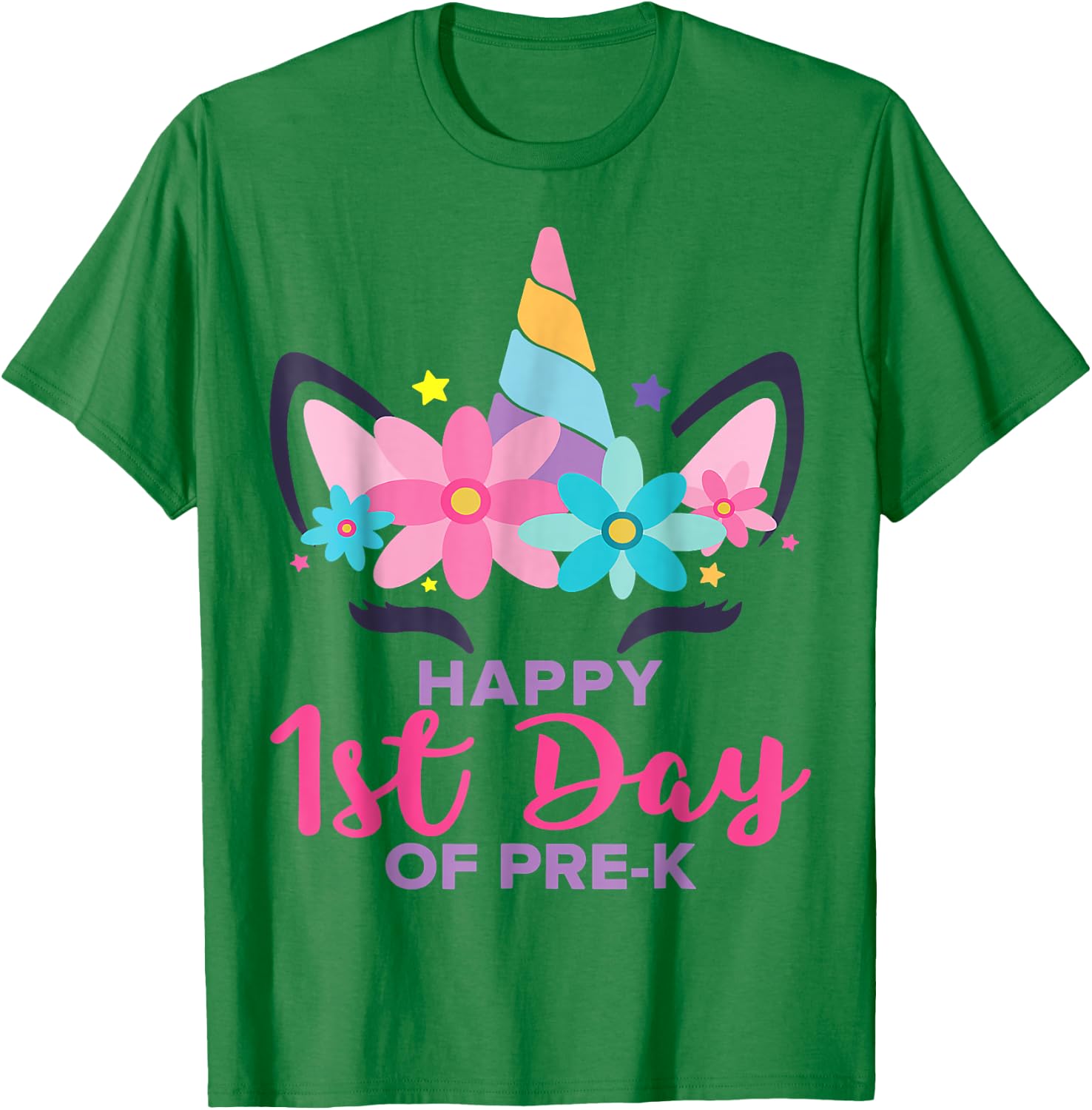 Pre K Unicorn Girl Happy 1st Day Of Pre-K Back To School T-Shirt - T-Shirt | Irish Green