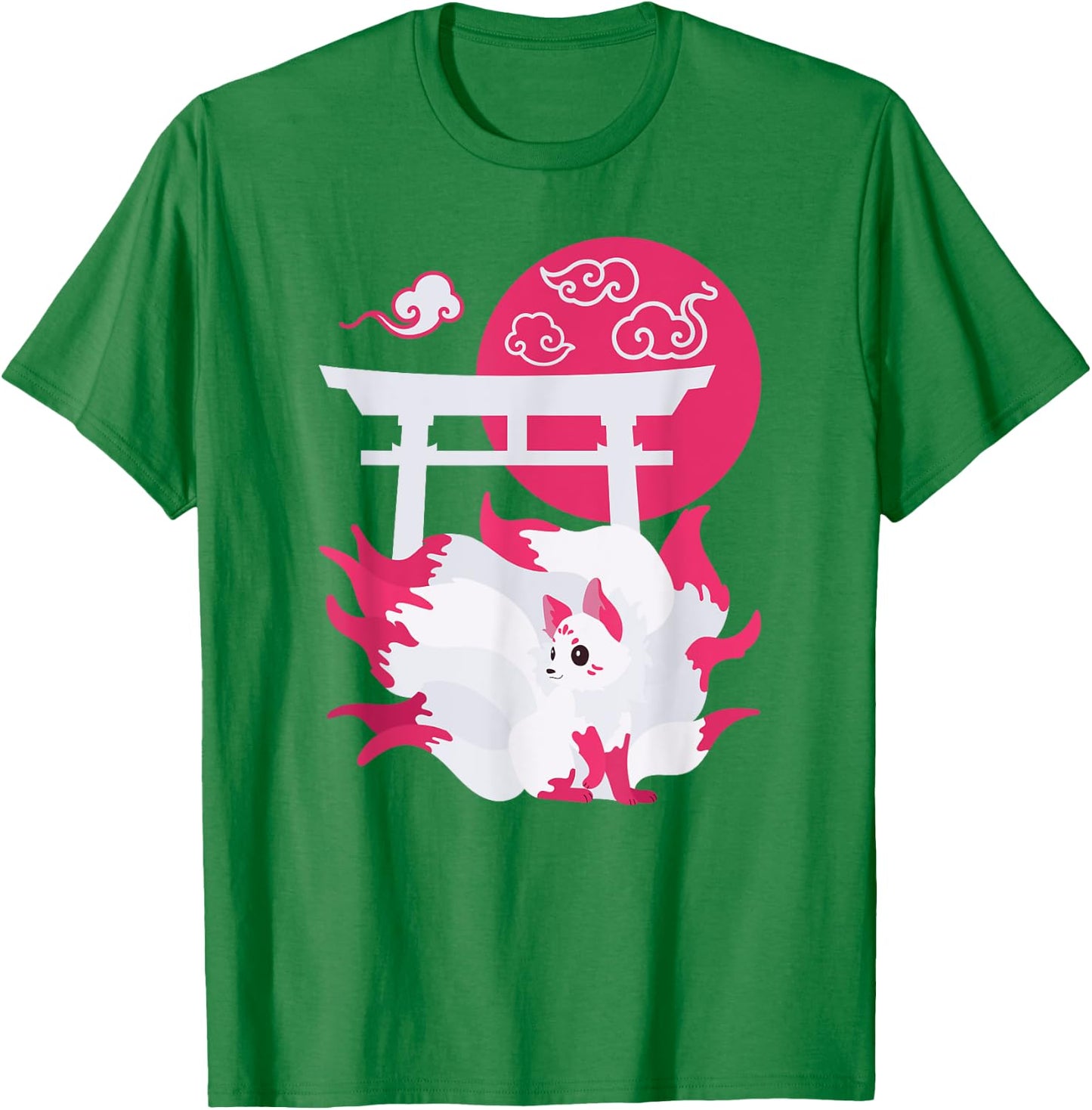 Nine-tailed Fox Kitsune Japanese Anime T-Shirt - T-Shirt | Irish Green