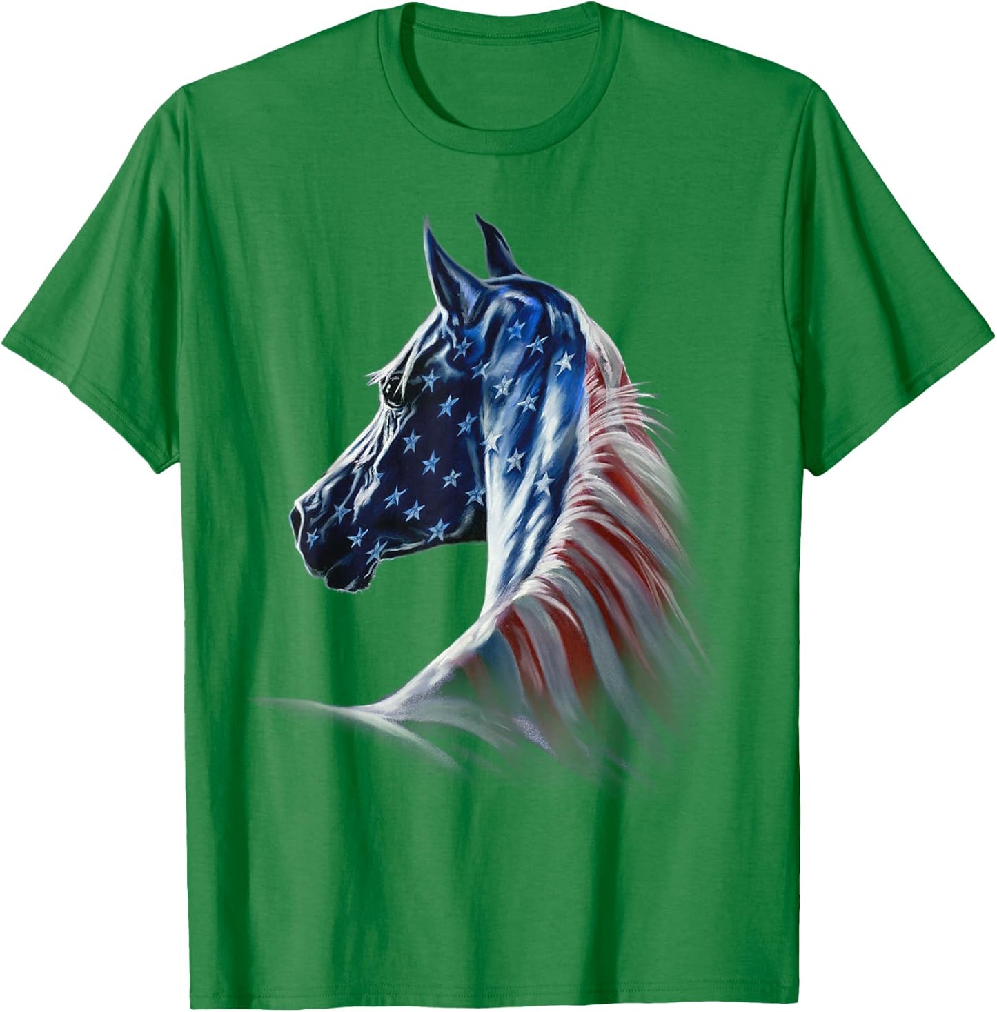 Patriotic Horse American Flag 4th Of July Independence Day T-Shirt - T-Shirt | Irish Green