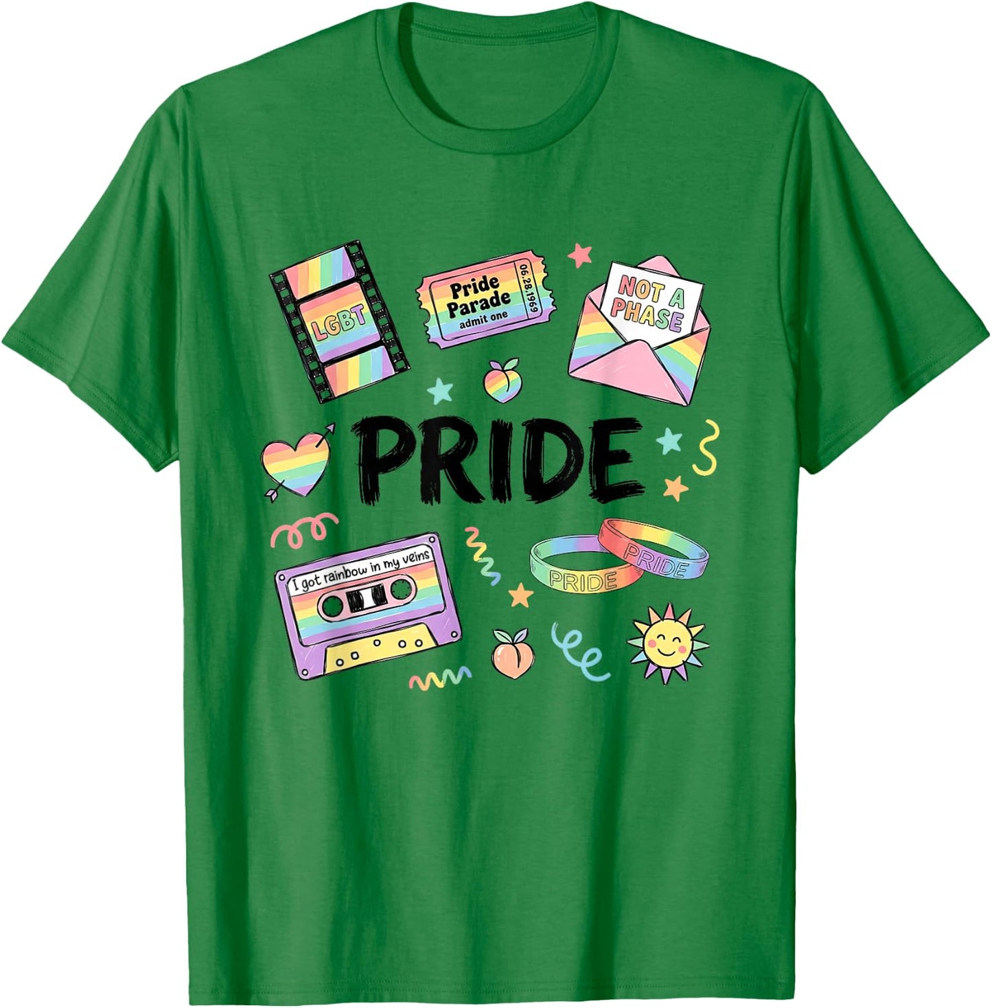 Pride Month Pastel Rainbow LGBTQ Support Gay Lesbian Ally T-Shirt - T-Shirt | Irish Green