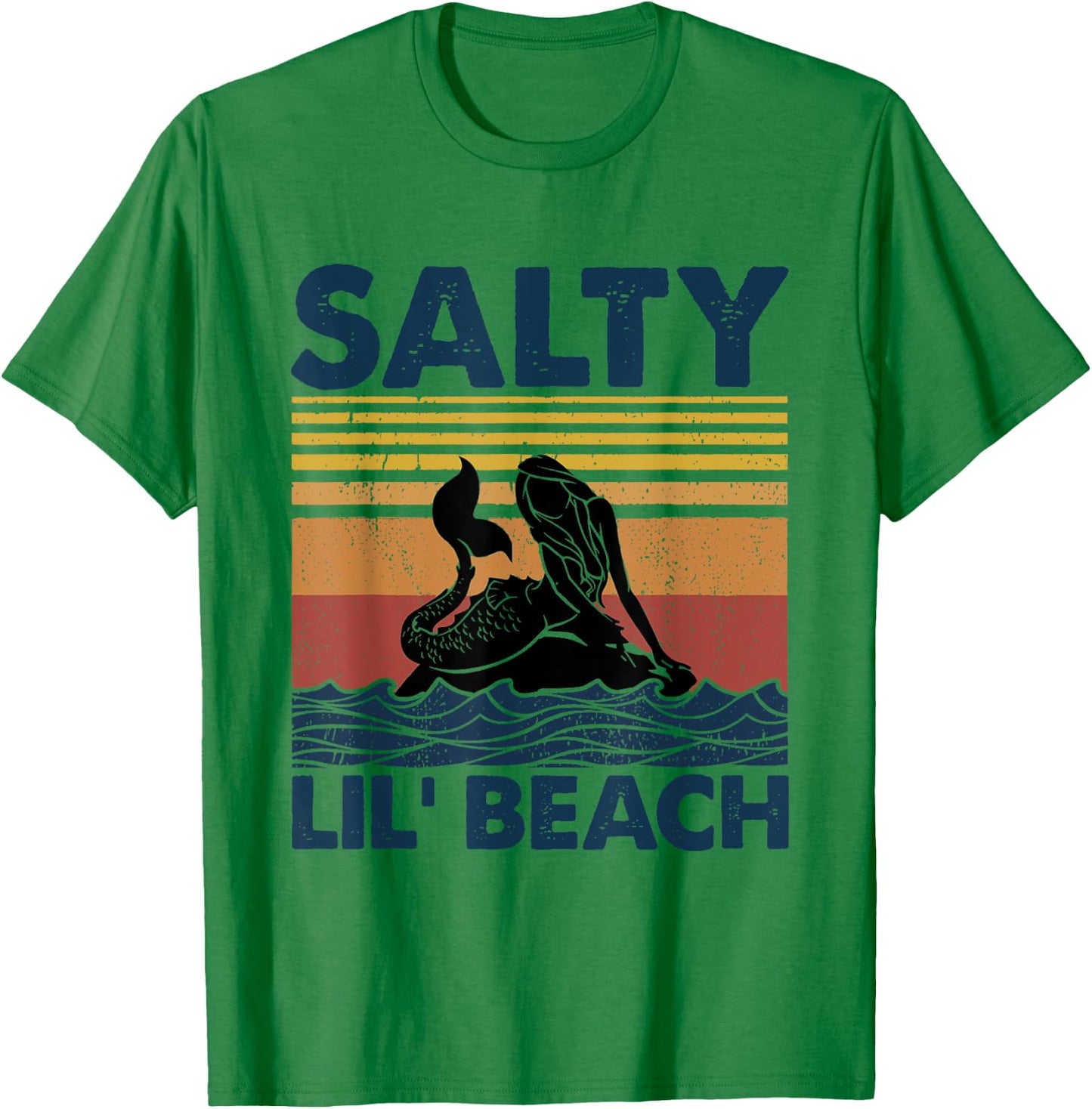 Mermaid Salty Lil' Beach Vintage Funny T-Shirt - T-Shirt | Irish Green