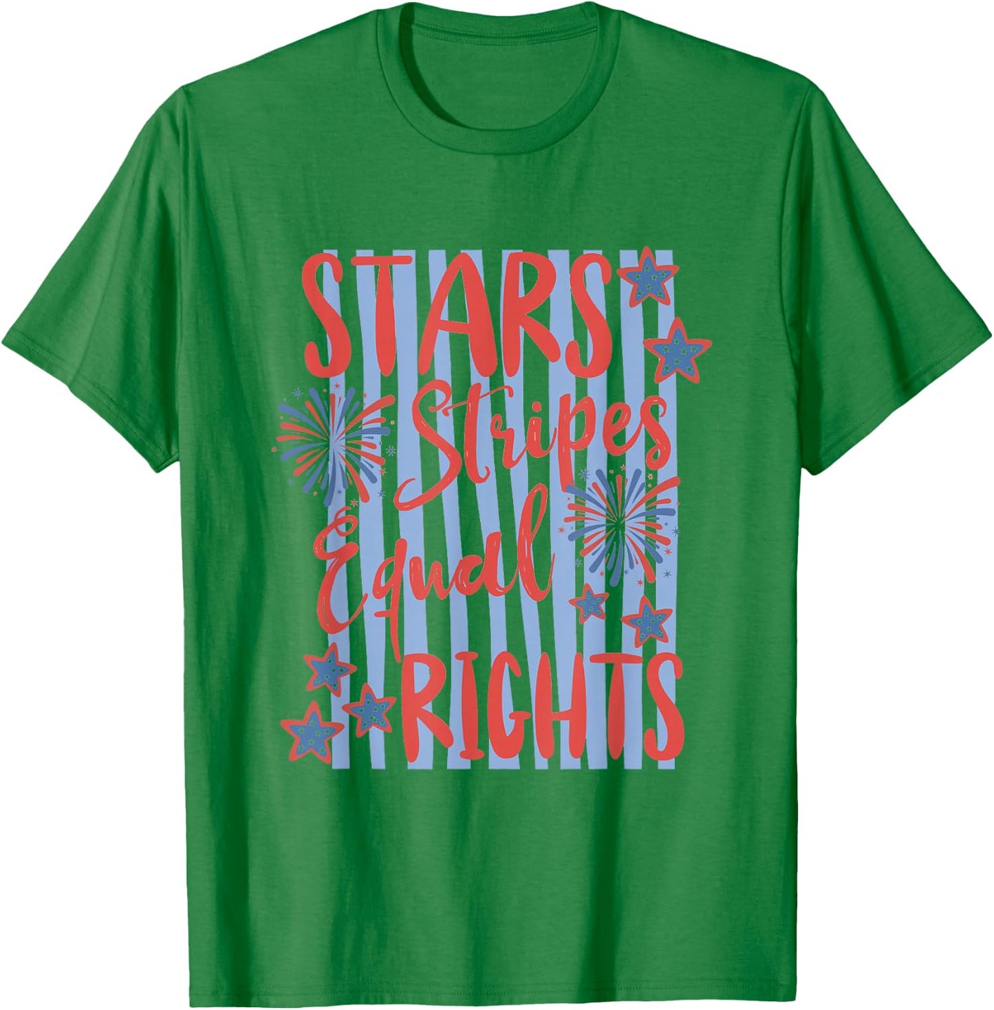 Retro Striped Stars Stripes Equal Rights Liberal 4th of July T-Shirt - T-Shirt | Irish Green