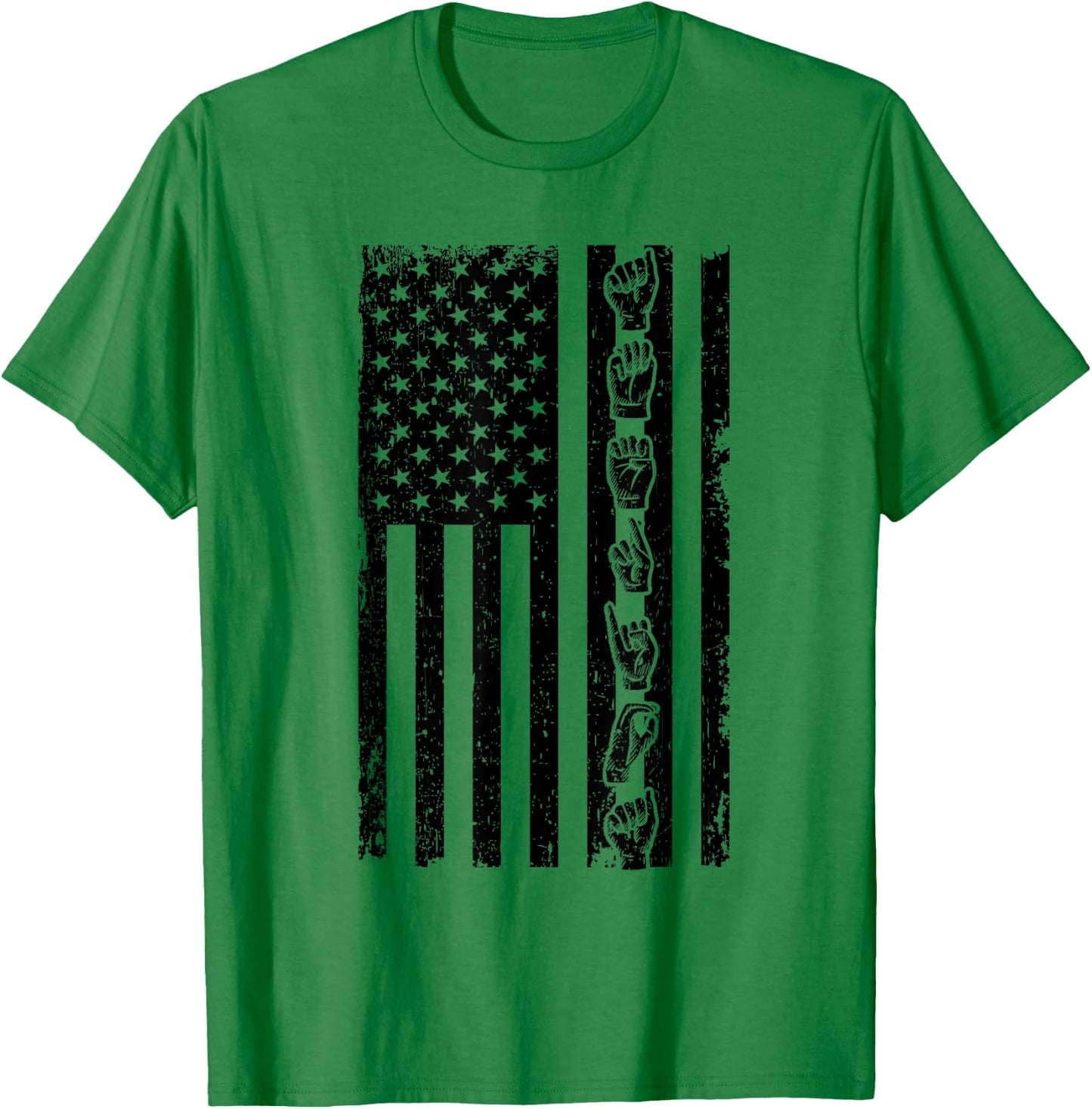 ASL Flag - Sign Language Gift Deaf Gift ASL Teacher Gift Women T-Shirt - T-Shirt | Irish Green
