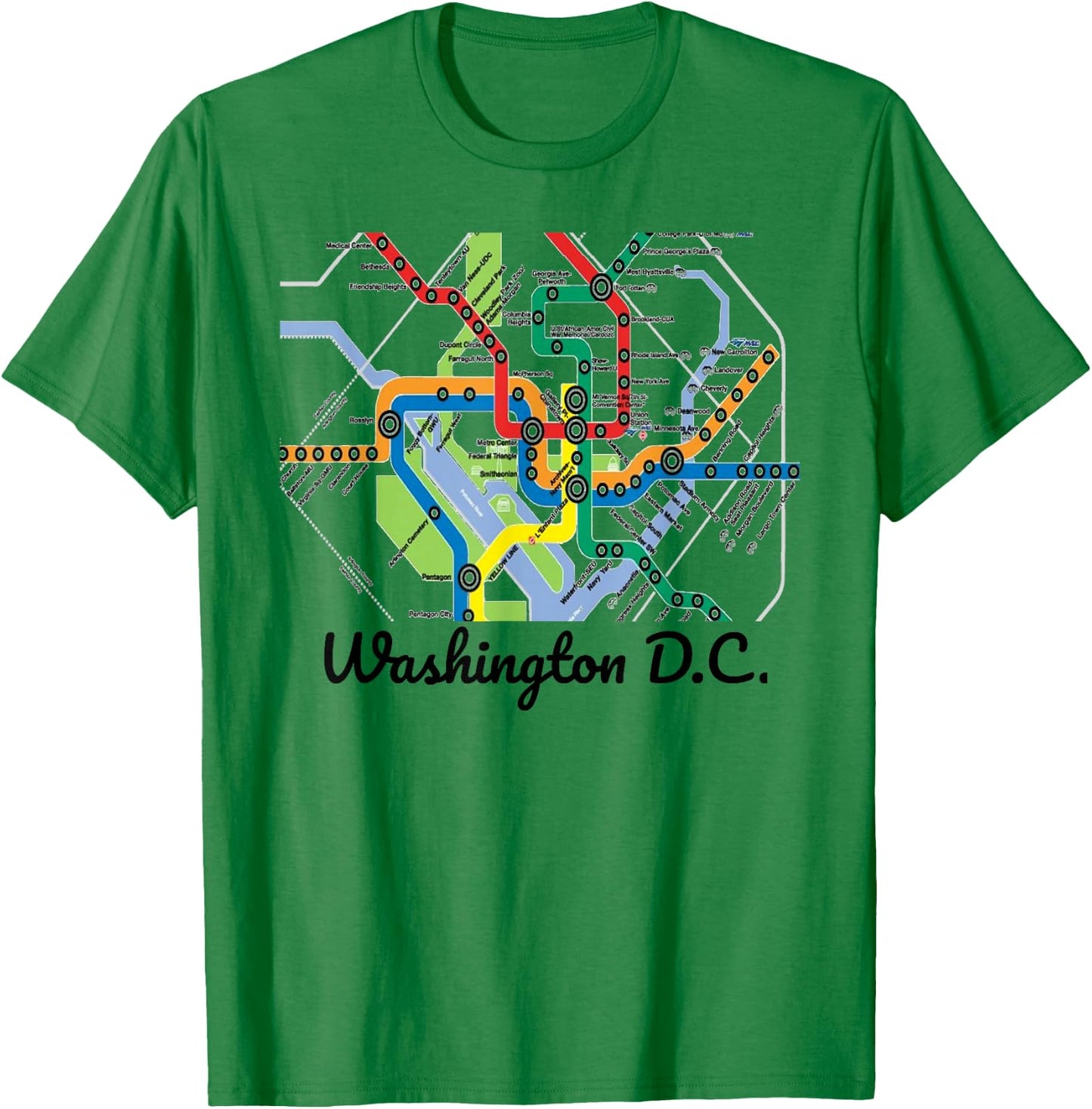 Metro Map of Washington DC Art Gift City Rail Transit Subway T-Shirt - T-Shirt | Irish Green