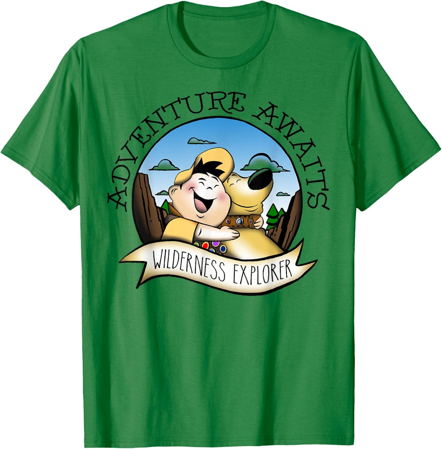 Disney Pixar Up Russell Dug Vintage Hug Graphic T-Shirt - T-Shirt | Irish Green