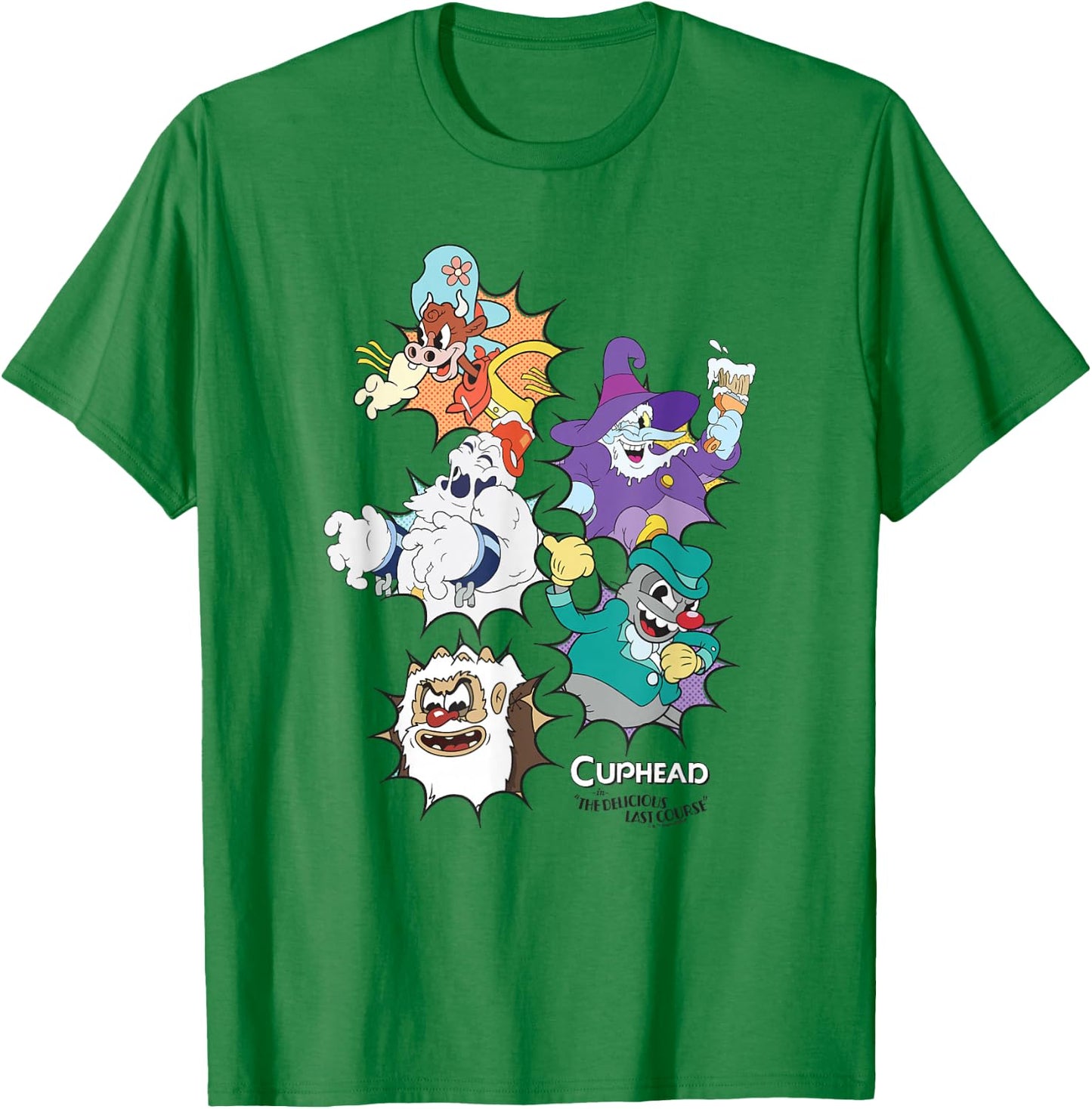 Cuphead: The Delicious Last Course Bosses Group Poster T-Shirt - T-Shirt | Irish Green