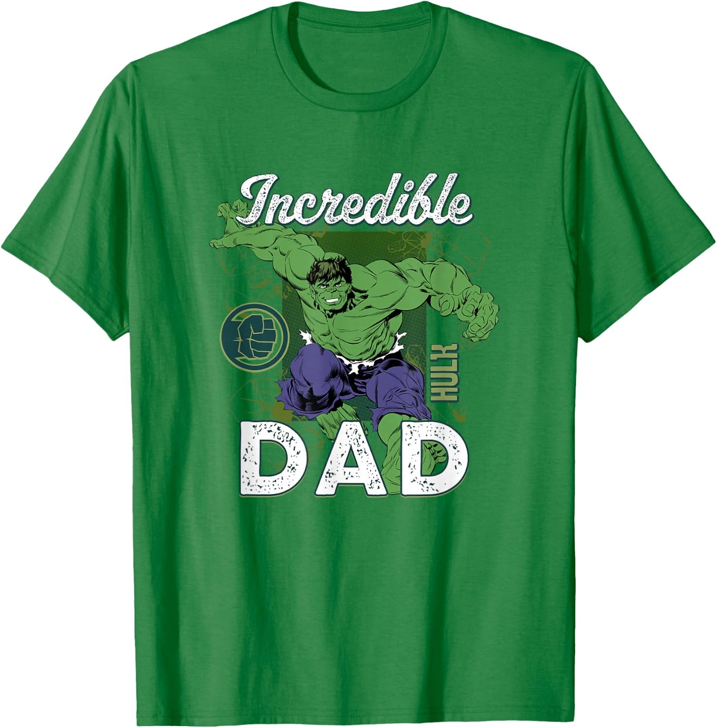 Marvel Comics Incredible Hulk Dad Father's Day Distressed T-Shirt - T-Shirt | Irish Green