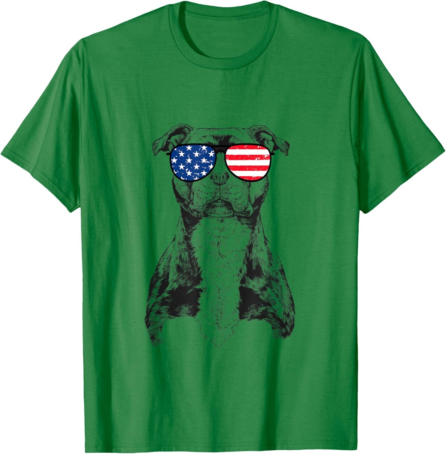 4th of July Stafford Staffy Dog Patriotic USA Sunglasses Kids Men T-Shirt - T-Shirt | Irish Green