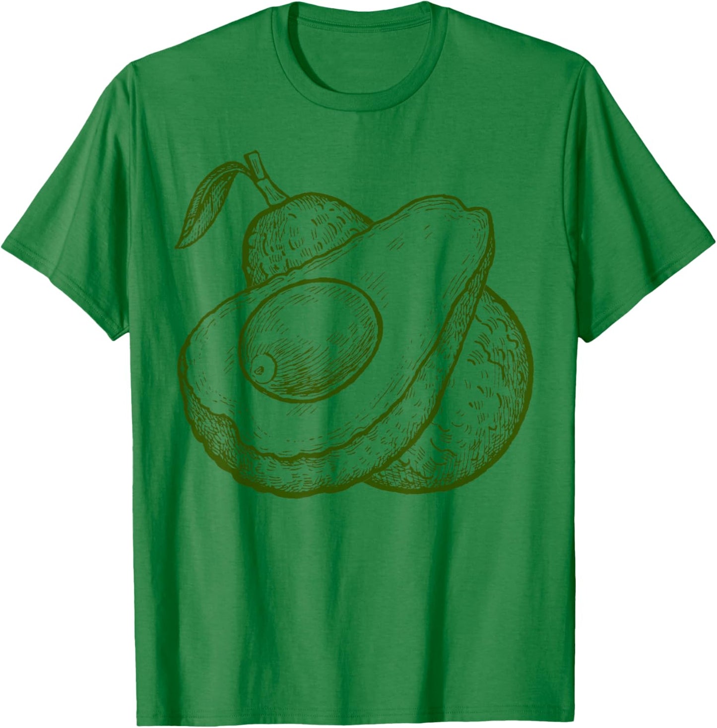 Avocado Fruit and Seeds Retro Vintage Drawing - Avocado T-Shirt - T-Shirt | Irish Green