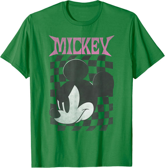 Disney Mickey Classic Mickey Checkered Poster T-Shirt - T-Shirt | Irish Green