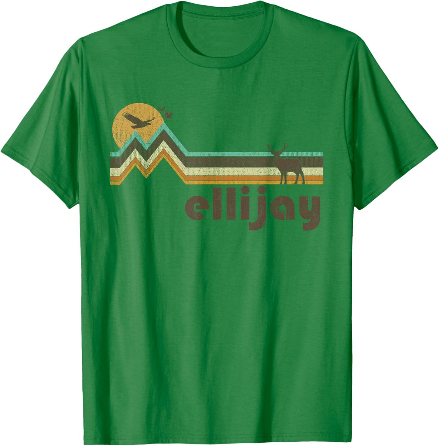 Ellijay Georgia 70s 80s Retro Style Vintage Distressed Gift T-Shirt - T-Shirt | Irish Green