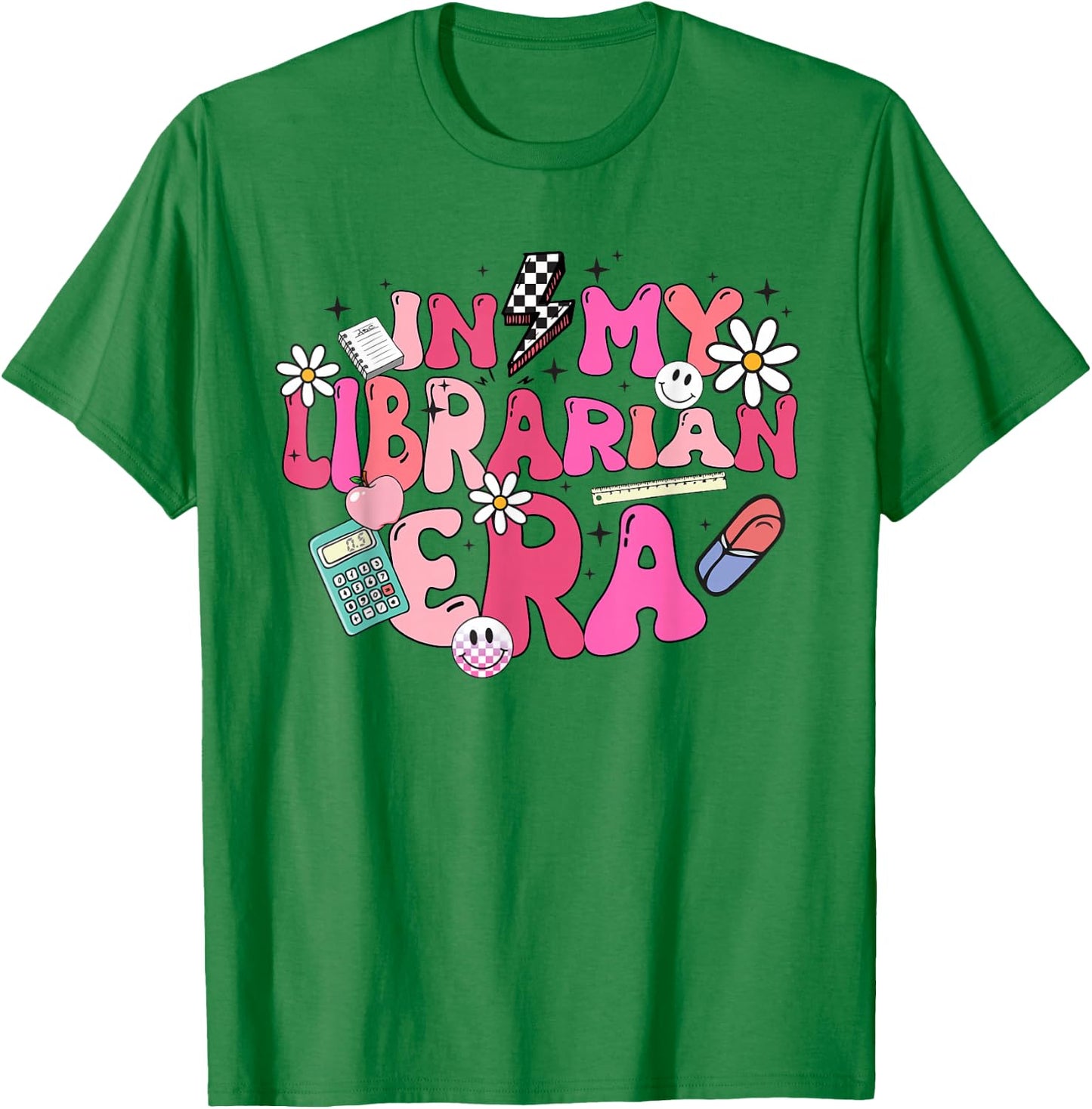 Retro Groovy In My Librarian Era Happy Back To School T-Shirt - T-Shirt | Irish Green