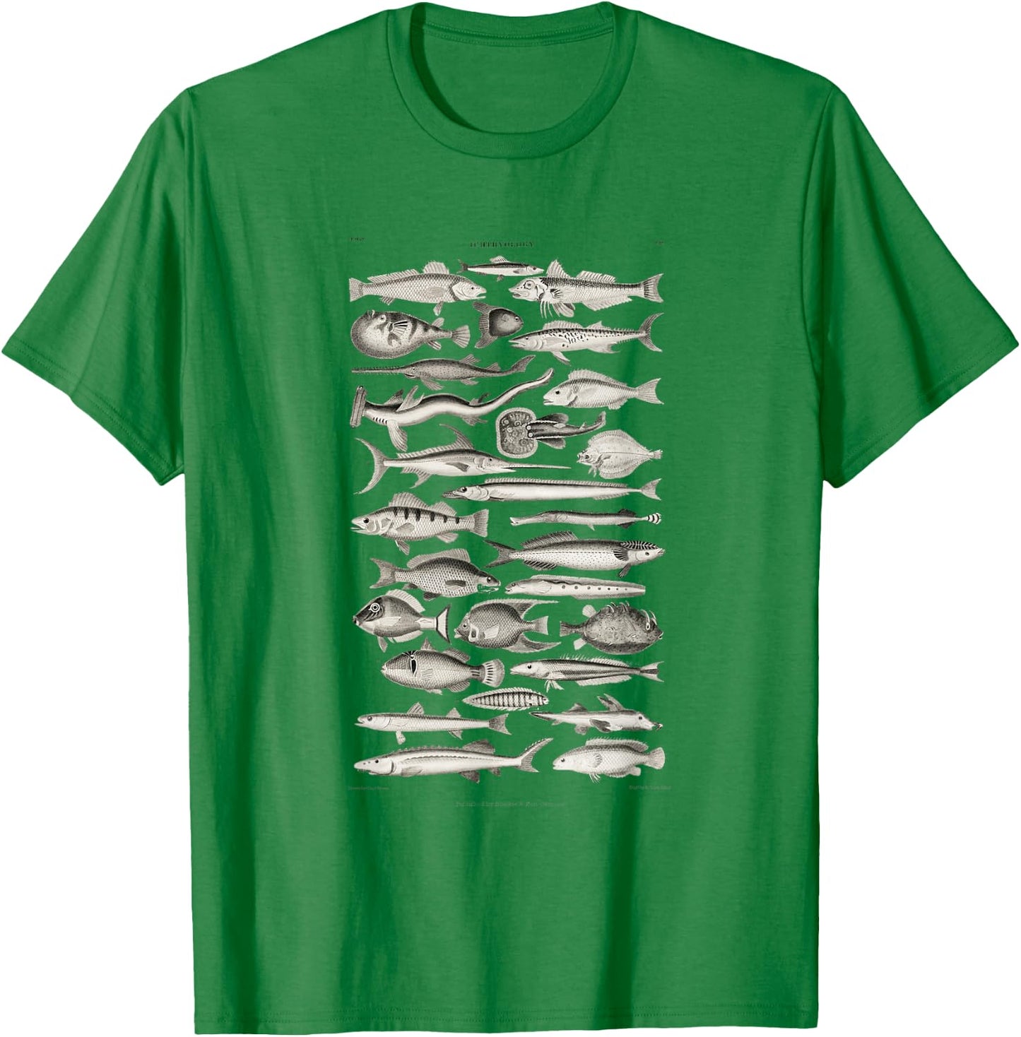 Ichthyology Fishes History Earth And Nature Sea Antique Art T-Shirt - T-Shirt | Irish Green