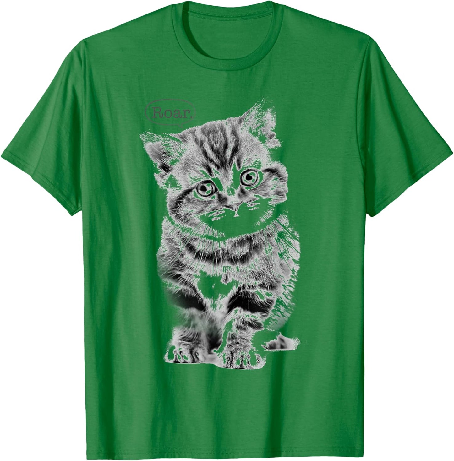 Trendy Roar Kitten Text Bubble Animal Humour T-Shirt - T-Shirt | Irish Green