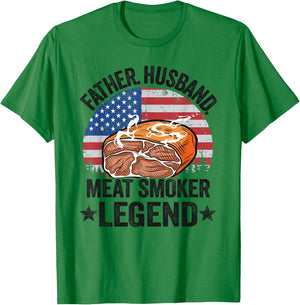 Father Husband Meat Smoker Legend Brisket Dad Meat Smoking T-Shirt - T-Shirt | Irish Green