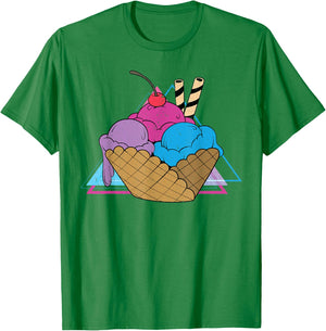 Ice Cream Lover 80s Vaporwave Art Summer Sweets Ice Cream Women Kids T-Shirt - T-Shirt | Irish Green