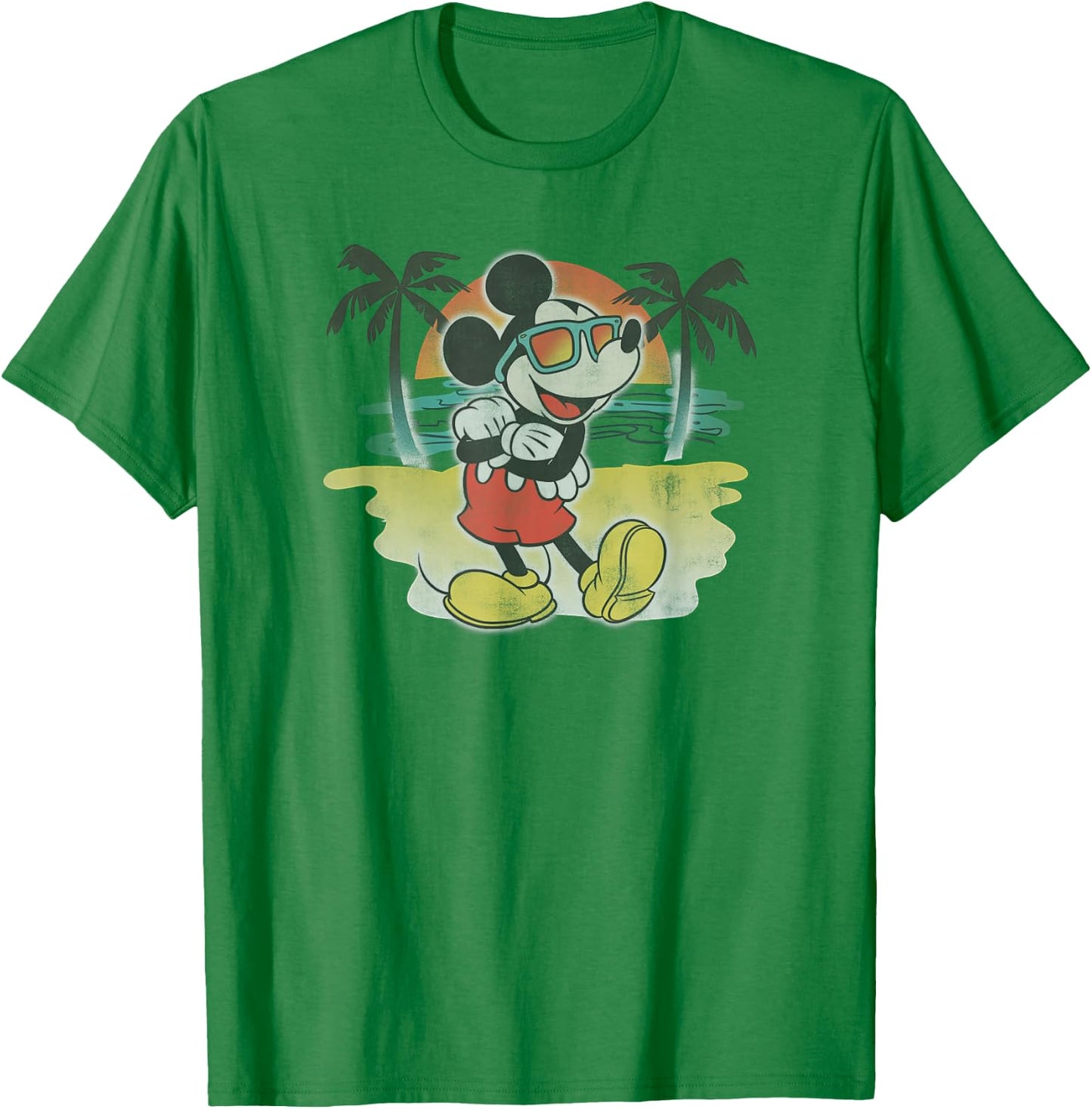 Disney Mickey Classic Mickey Beach Airbrushed Small T-Shirt - T-Shirt | Irish Green