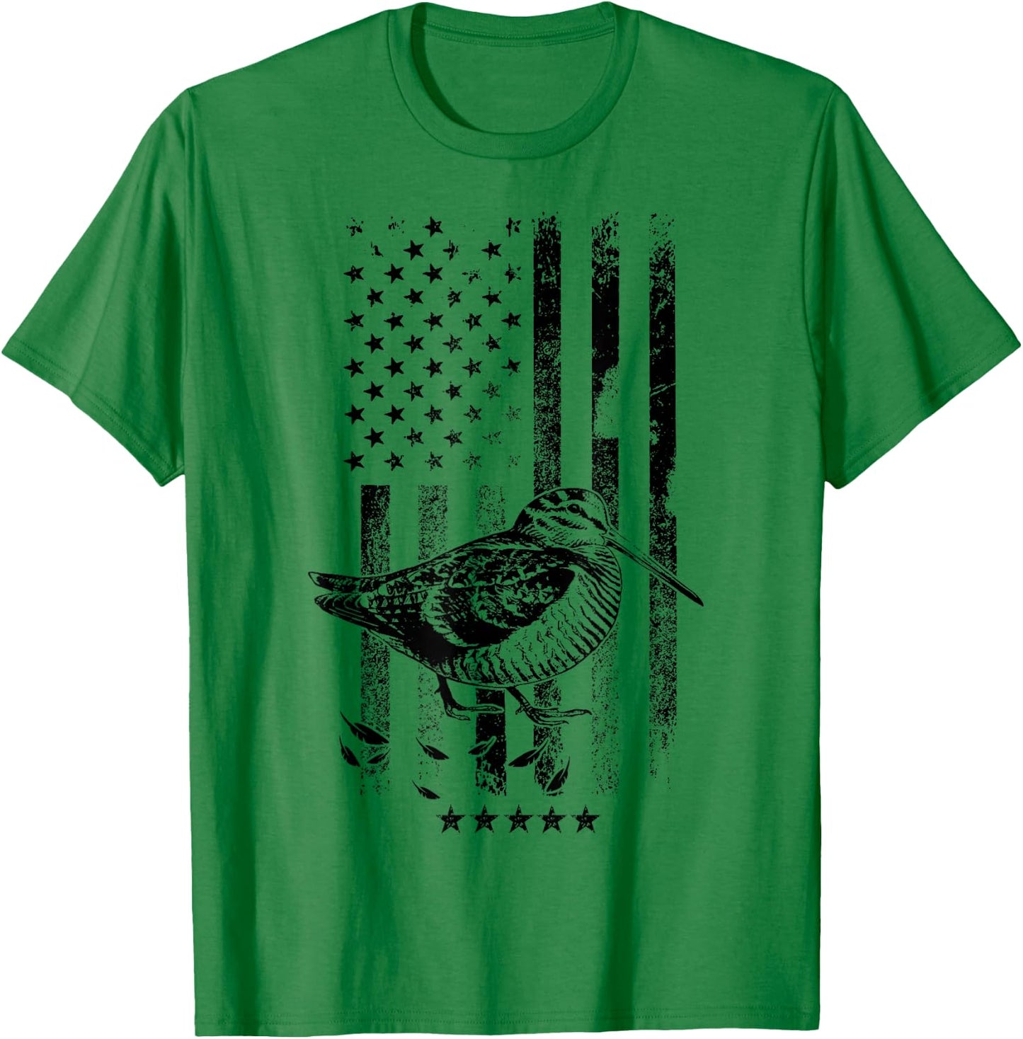 USA American Flag Hunters - Hunting Woodcock Bird T-Shirt - T-Shirt | Irish Green