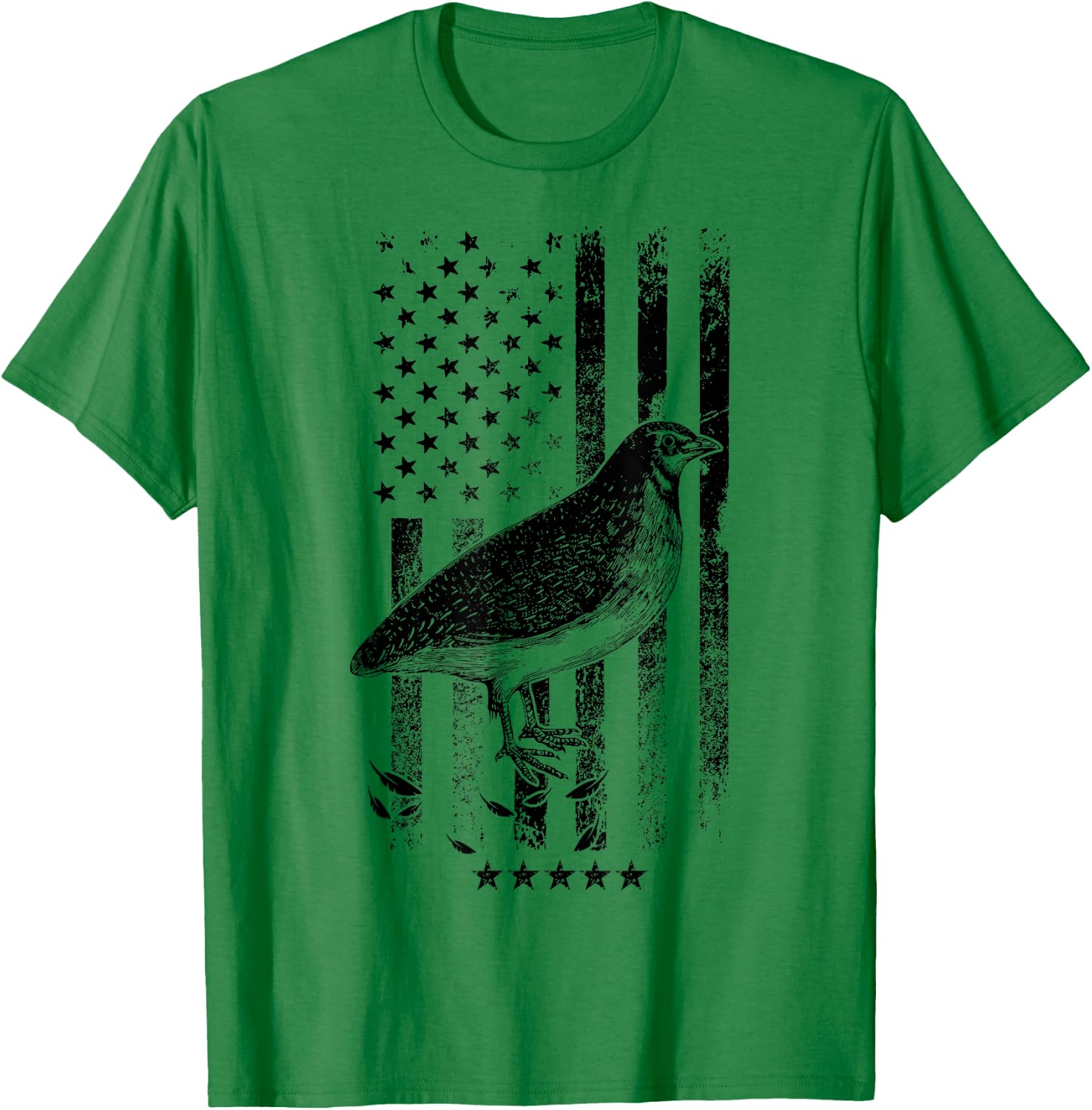 USA American Flag Hunters - Hunting Quail Bird T-Shirt - T-Shirt | Irish Green