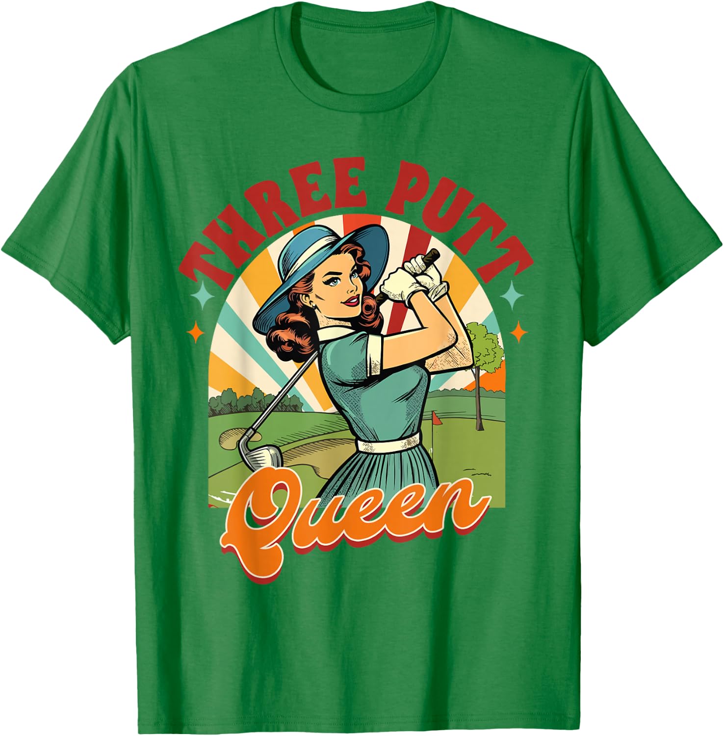 Golf Player Golfer Golf Club Par Time Three Putt Queen T-Shirt - T-Shirt | Irish Green