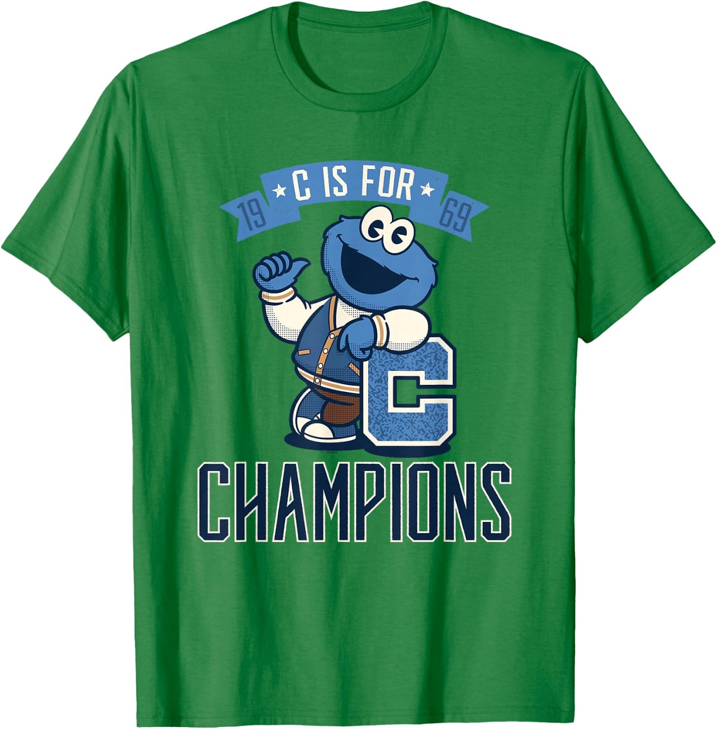 Sesame Street Cookie Monster C Is for Champions T-Shirt - T-Shirt | Irish Green