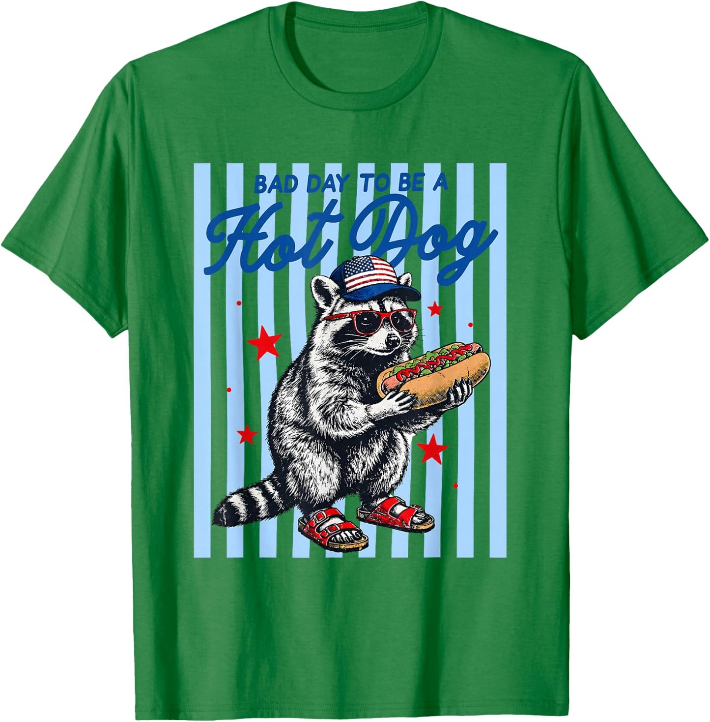 Bad Day to Be A Hot Dog Funny Raccoon Hotdog 4th of July T-Shirt - T-Shirt | Irish Green