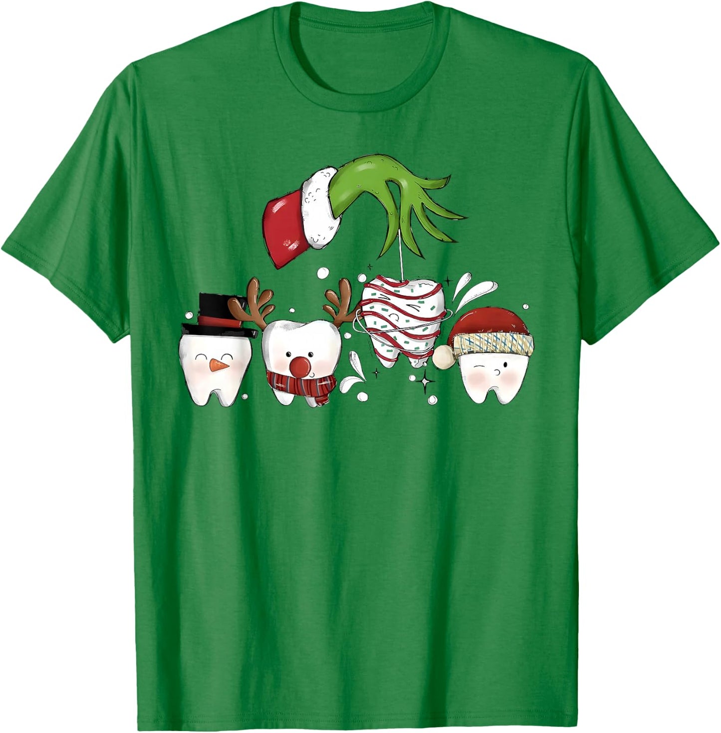 Christmas Teeth Dentist Xmas Reindeer Santa Holiday Pajamas T-Shirt - T-Shirt | Irish Green