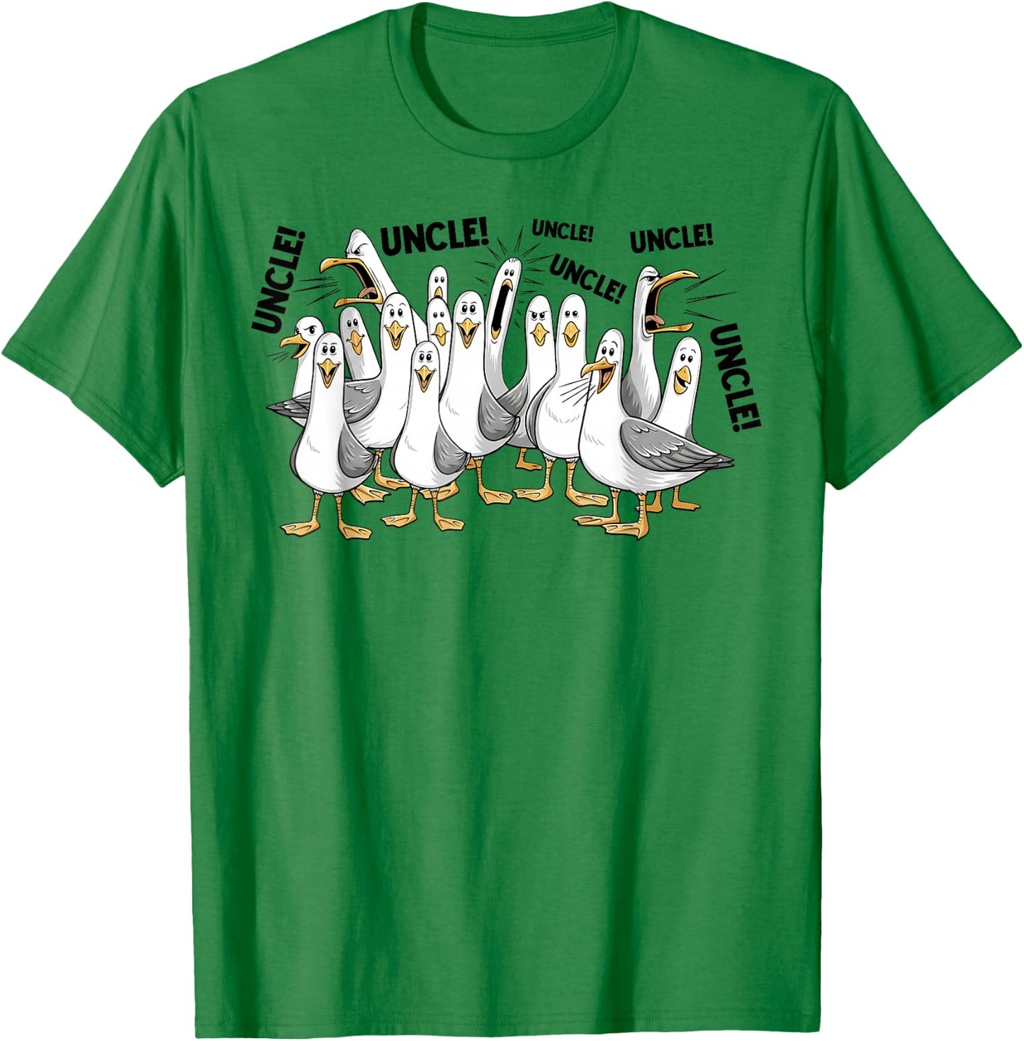 Funny Seagull Uncle Meme Shirt Loud Uncle Calling Ocean Life T-Shirt - T-Shirt | Irish Green