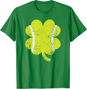 Tennis Shamrock Four Leaf Clover St Patricks Day T-Shirt - T-Shirt | Irish Green