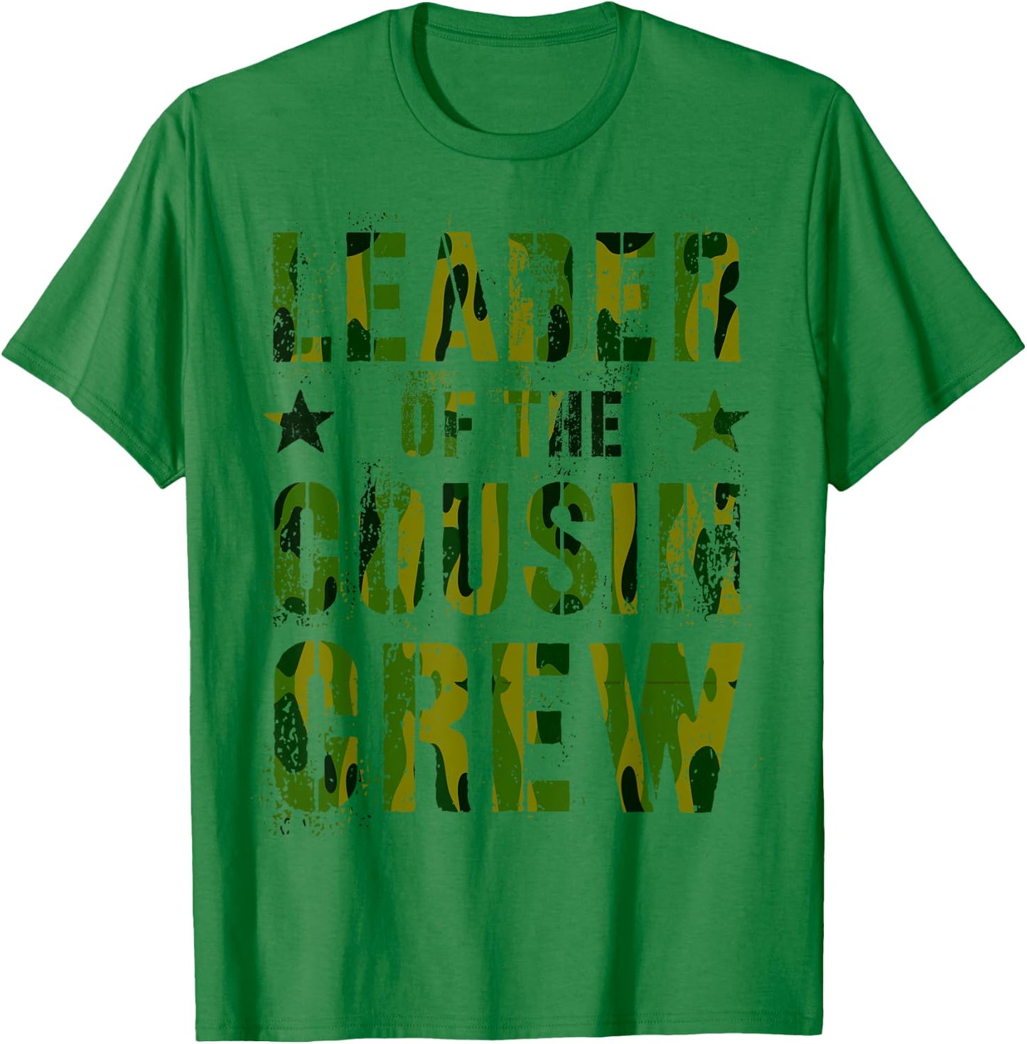 LEADER OF THE COUSIN CREW Funny Grandma Grandpa Camp Camo T-Shirt - T-Shirt | Irish Green