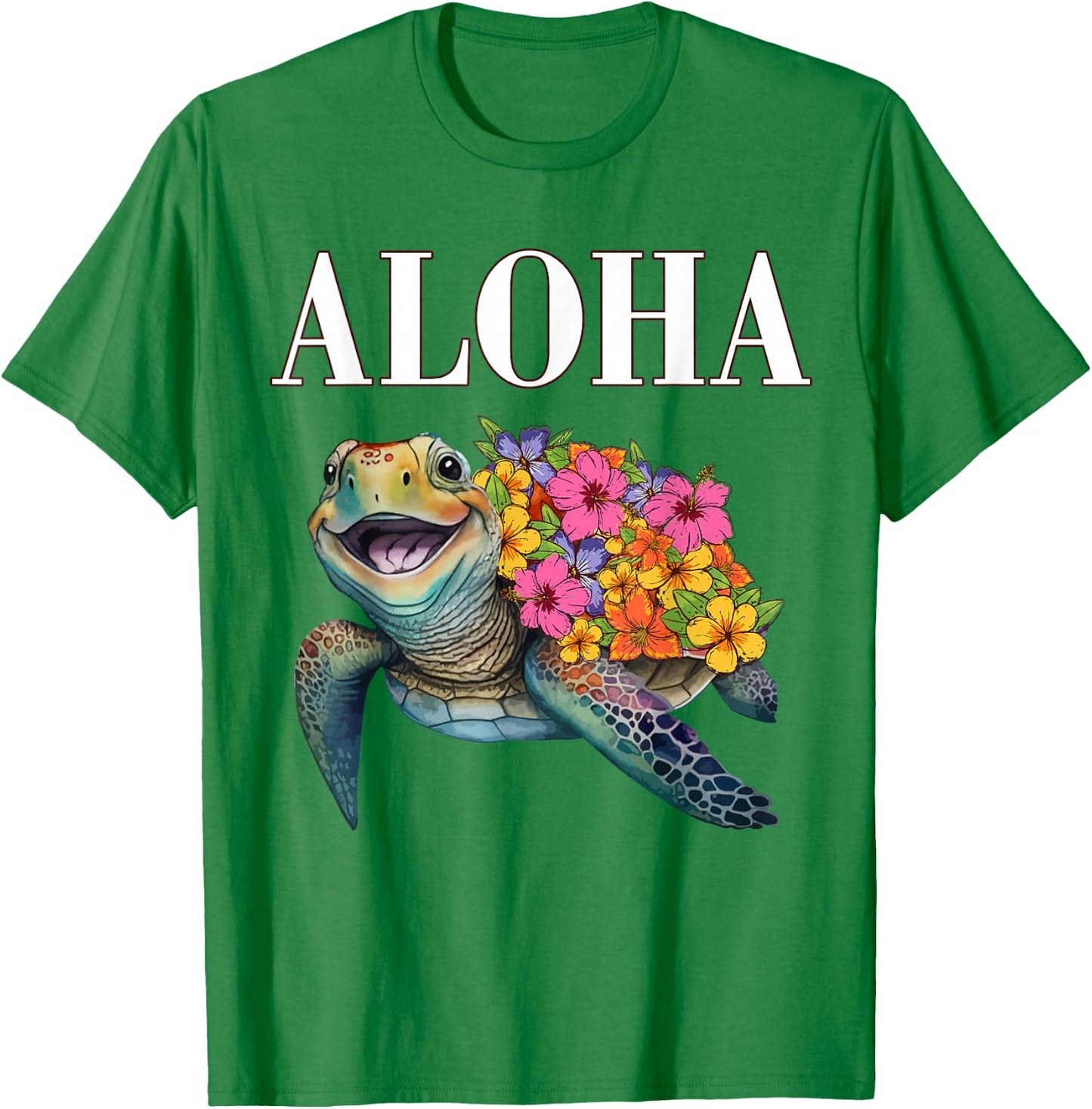 Turtle Hibiscus Hawaiian-Shirt Women Aloha Hawaii Teens Girl T-Shirt - T-Shirt | Irish Green