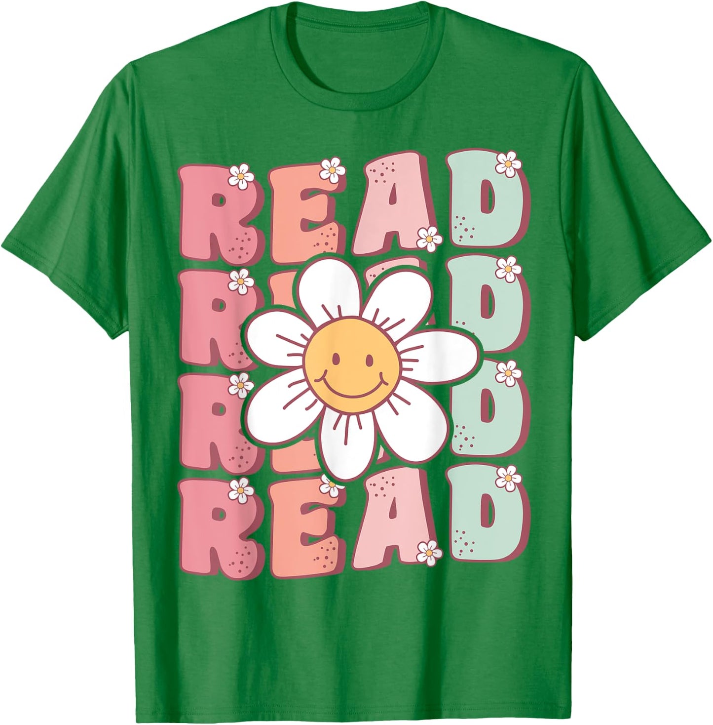 Groovy Book Reader Retro Cute Daisy Flower Book Lover T-Shirt - T-Shirt | Irish Green