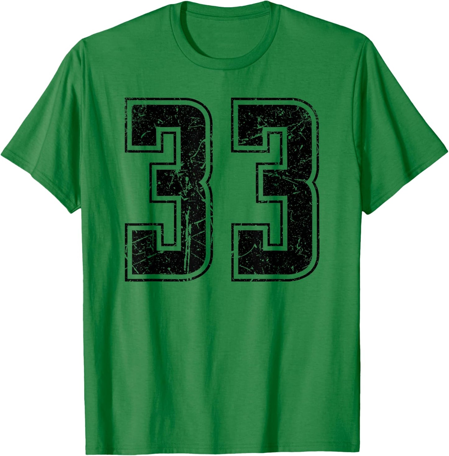 Number 33 Distressed Grunge Vintage Jersey Team Fan T-Shirt - T-Shirt | Irish Green