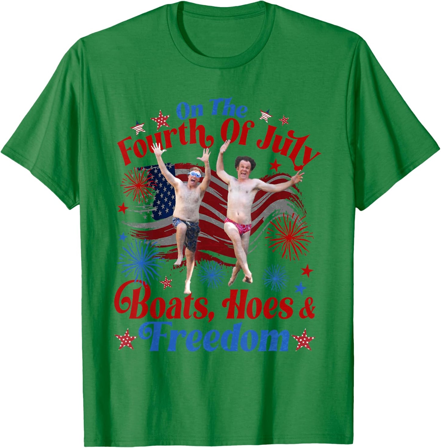 On The Fourth of July Boats, Hoes & Freedom 4th of July T-Shirt - T-Shirt | Irish Green