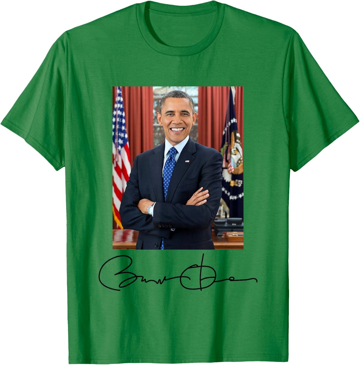 President Barack Obama Signature and Portrait T-Shirt - T-Shirt | Irish Green