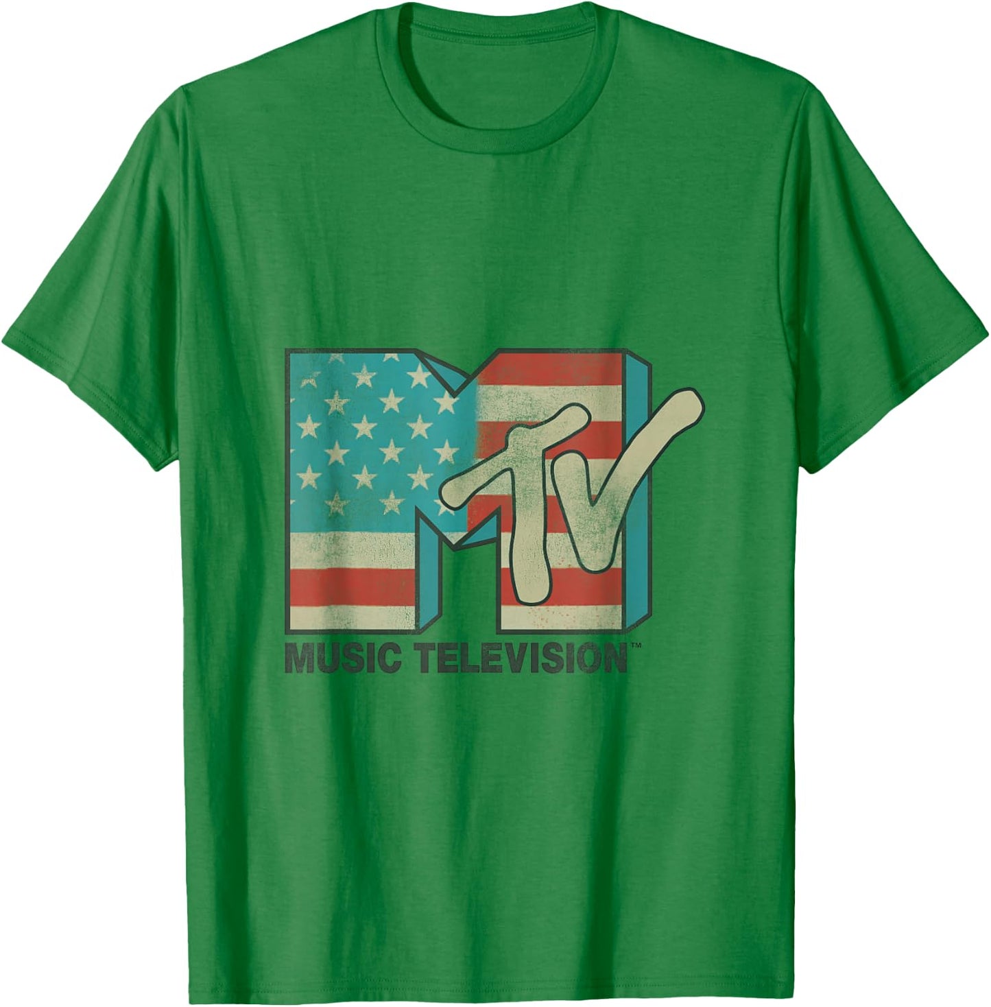 MTV American Flag Logos T- Shirts T-Shirt - T-Shirt | Irish Green