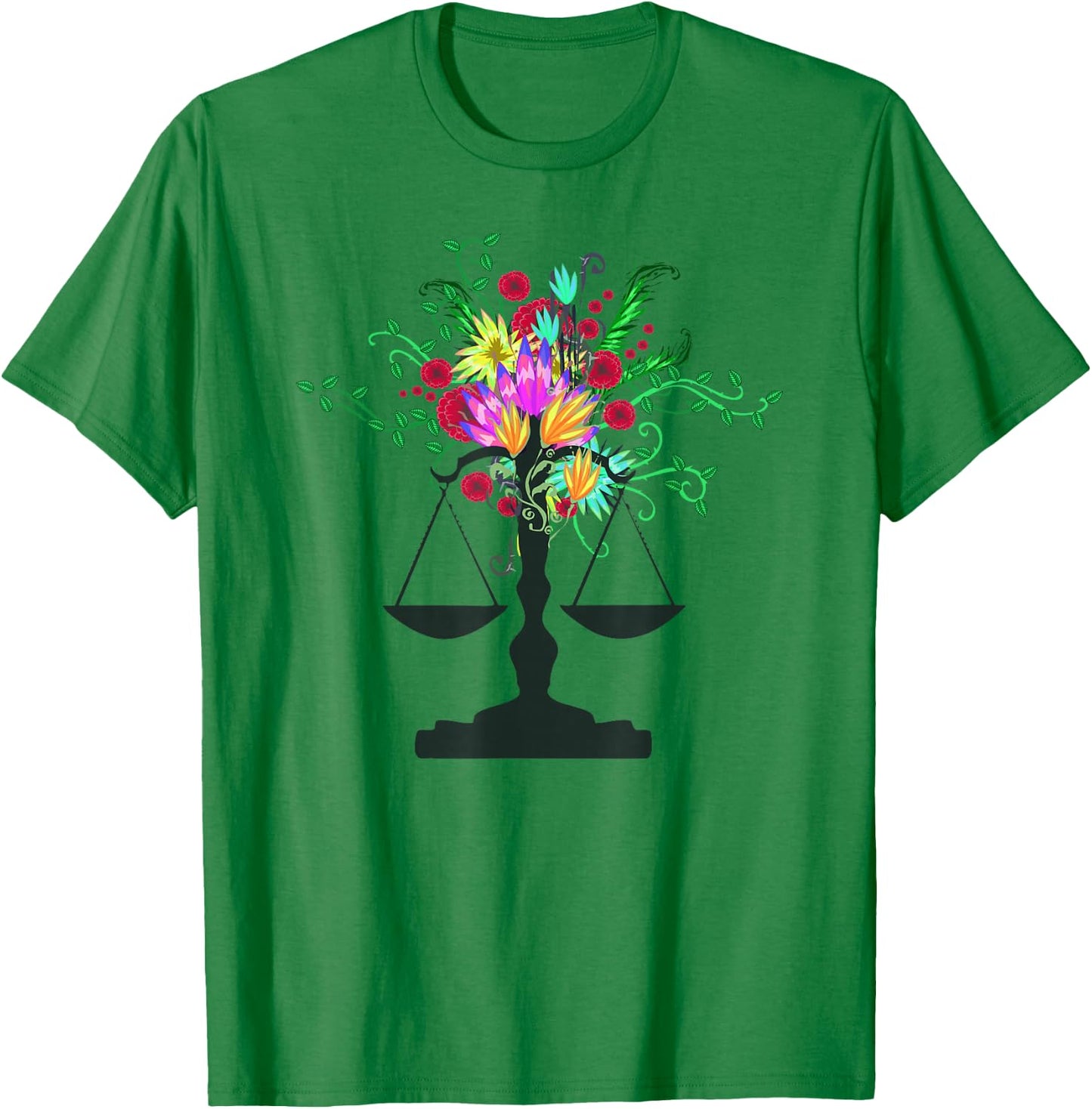 Scales of Justice Flowers Design Female Lawyers Law Student T-Shirt - T-Shirt | Irish Green