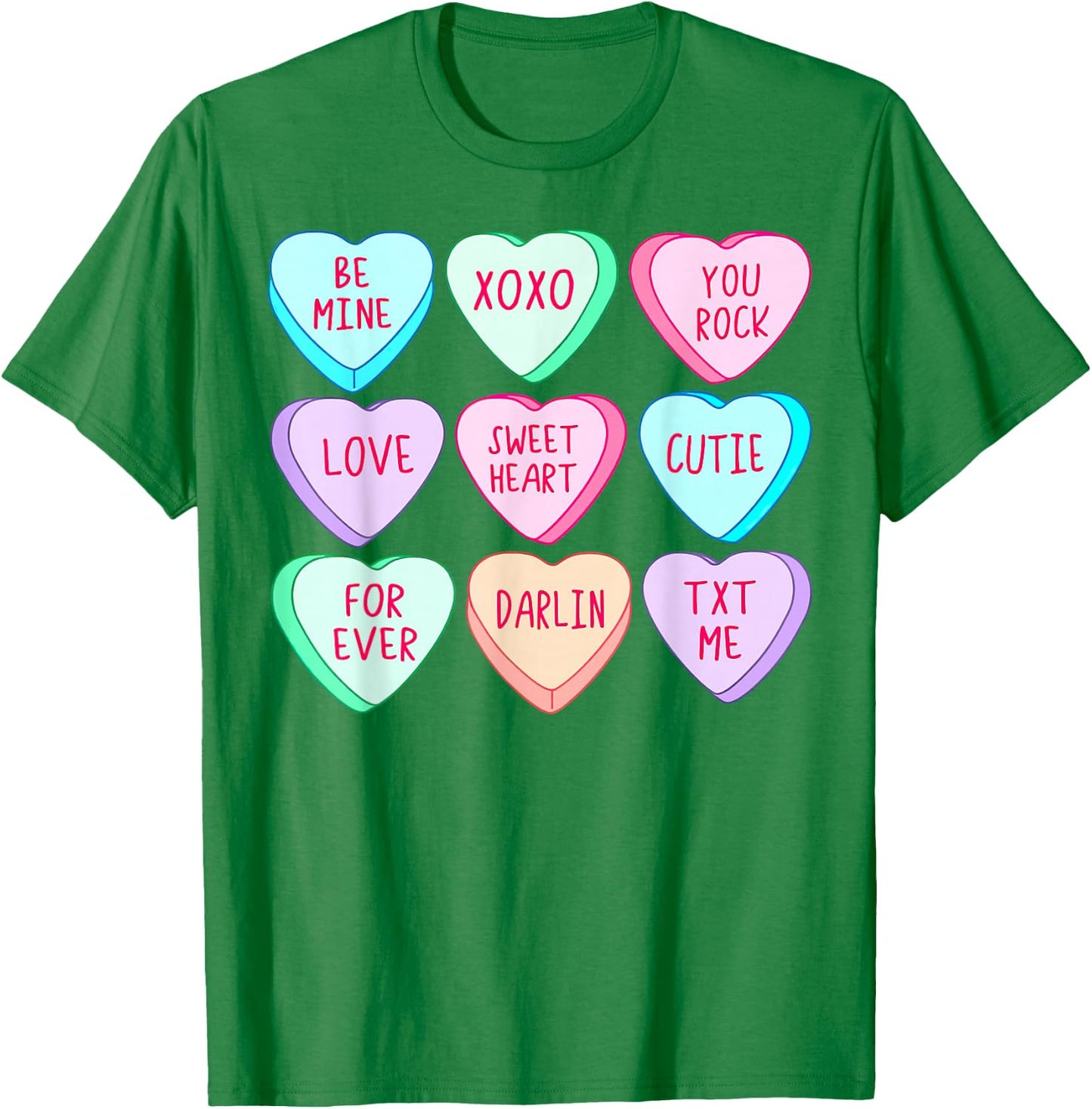Candy Sweet Hearts Love Valentines Day Girls T-Shirt - T-Shirt | Irish Green