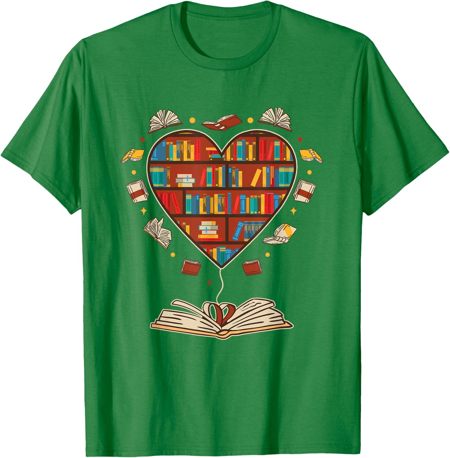 Heart Shape Librarian Themed Book Club Reading Book Lovers T-Shirt - T-Shirt | Irish Green