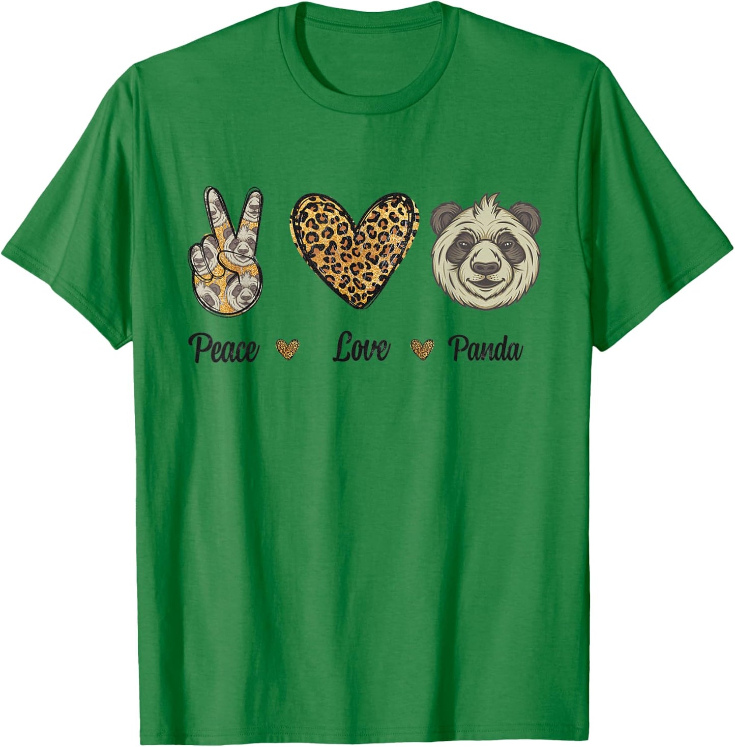 Peace Love Panda Leopard Wild Animals Lovers Men Women Kids T-Shirt - T-Shirt | Irish Green
