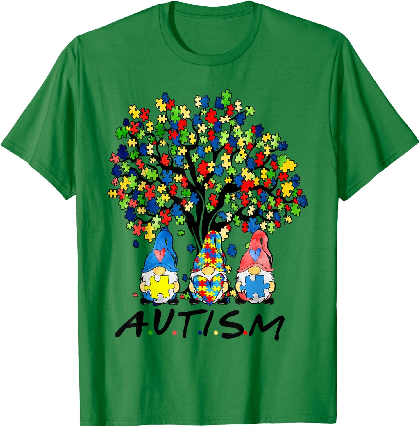 Autism Gnome Awareness Gnomes Men Women Boys Girls Tree T-Shirt - T-Shirt | Irish Green