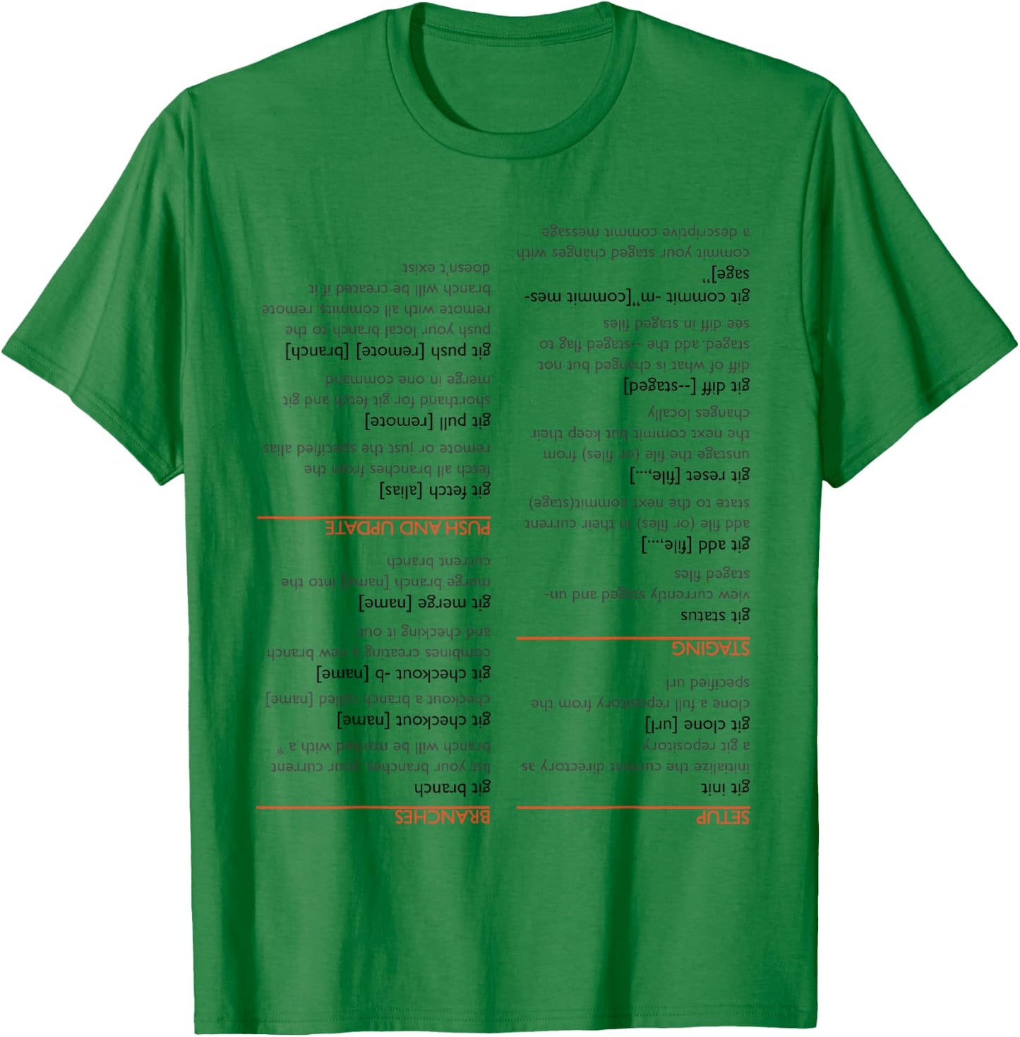 Upside down git cheat sheet T-Shirt - T-Shirt | Irish Green