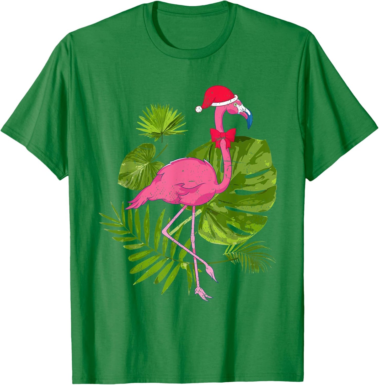 Tropical Santa Hat Flamingo Hawaii Summer Christmas In July Men Women Kids T-Shirt - T-Shirt | Irish Green