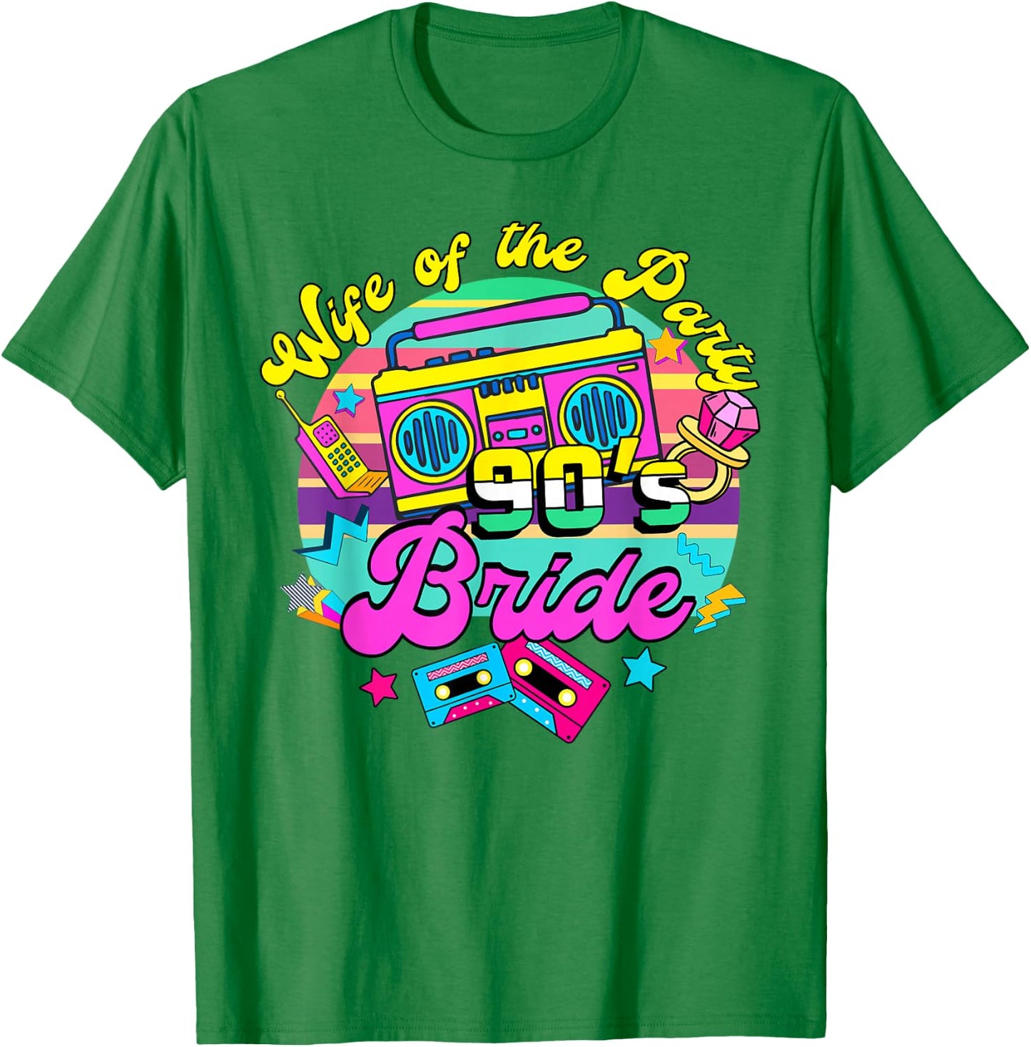Bride To Be 90s Bachelorette Wife Of The Party 90's Bride T-Shirt - T-Shirt | Irish Green