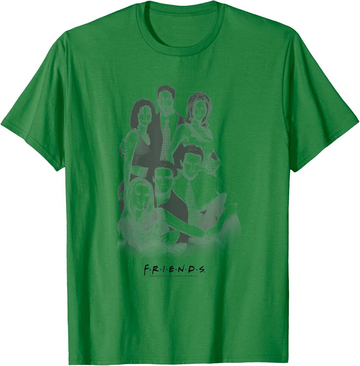 Friends Cast Group Shot Black and White Photo TV Show T-Shirt - T-Shirt | Irish Green