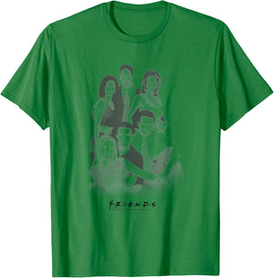 Friends Cast Group Shot Black and White Photo TV Show T-Shirt - T-Shirt | Irish Green