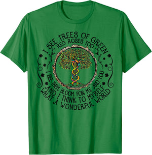 I See Trees Green Roses Colorful DNA 2022 Earth Day T-Shirt - T-Shirt | Irish Green