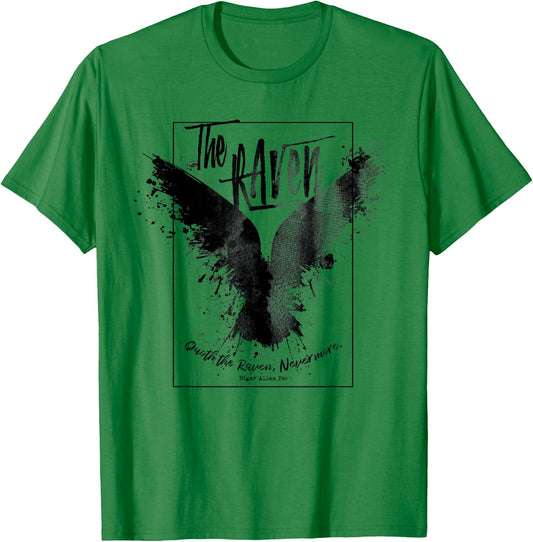 Vintage Raven, Edgar Allan Poe, type , Nevermore T-Shirt - T-Shirt | Irish Green